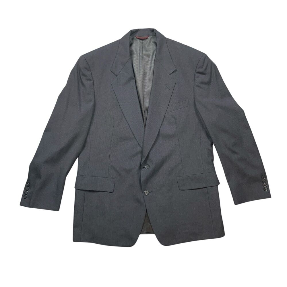 Vintage Hart Schaffner Marx Blazer Mens 44R Navy Windowpane Sport Coat Made USA - Picture 1 of 16